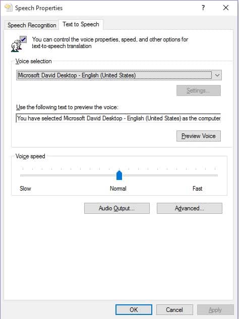 microsoft word text to speech settings not working