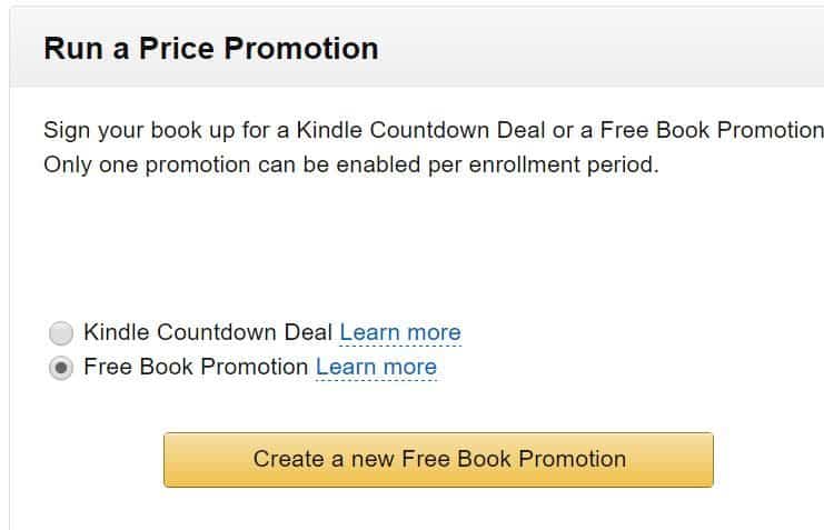 Run a price promotion - free book promotion