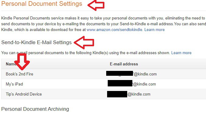 personal document settings