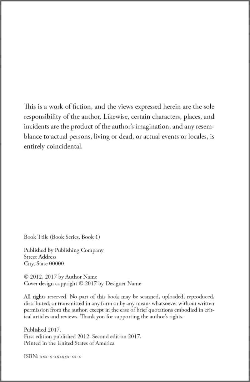 How to Create a Copyright Page Book Cave