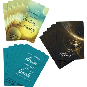 Three literary-themed playing card decks featuring classic book-inspired designs