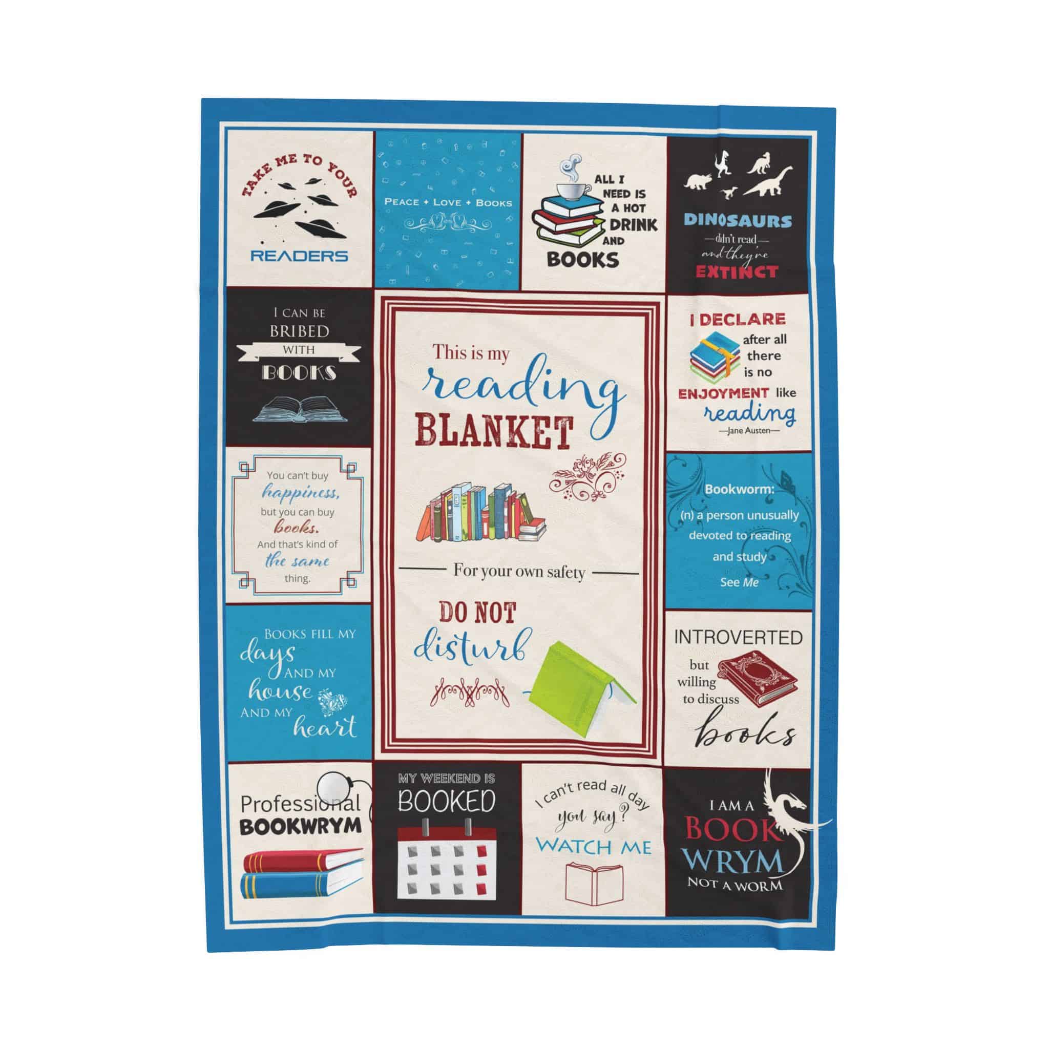 Funny Book Lover Reading Blanket | Cozy Throw Blanket with Literary Sayings