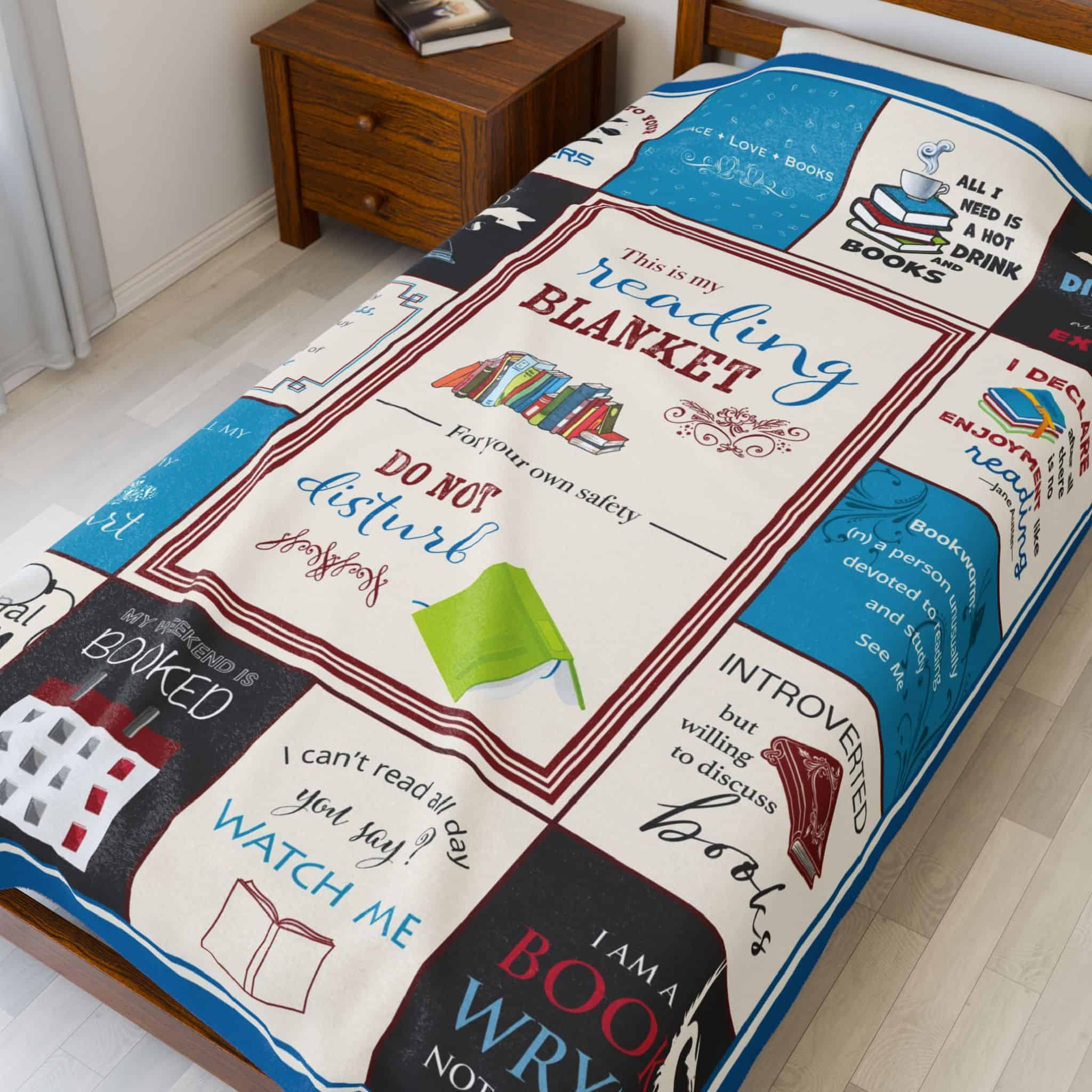 Funny Book Lover Reading Blanket | Cozy Throw Blanket with Literary Sayings - Image 3