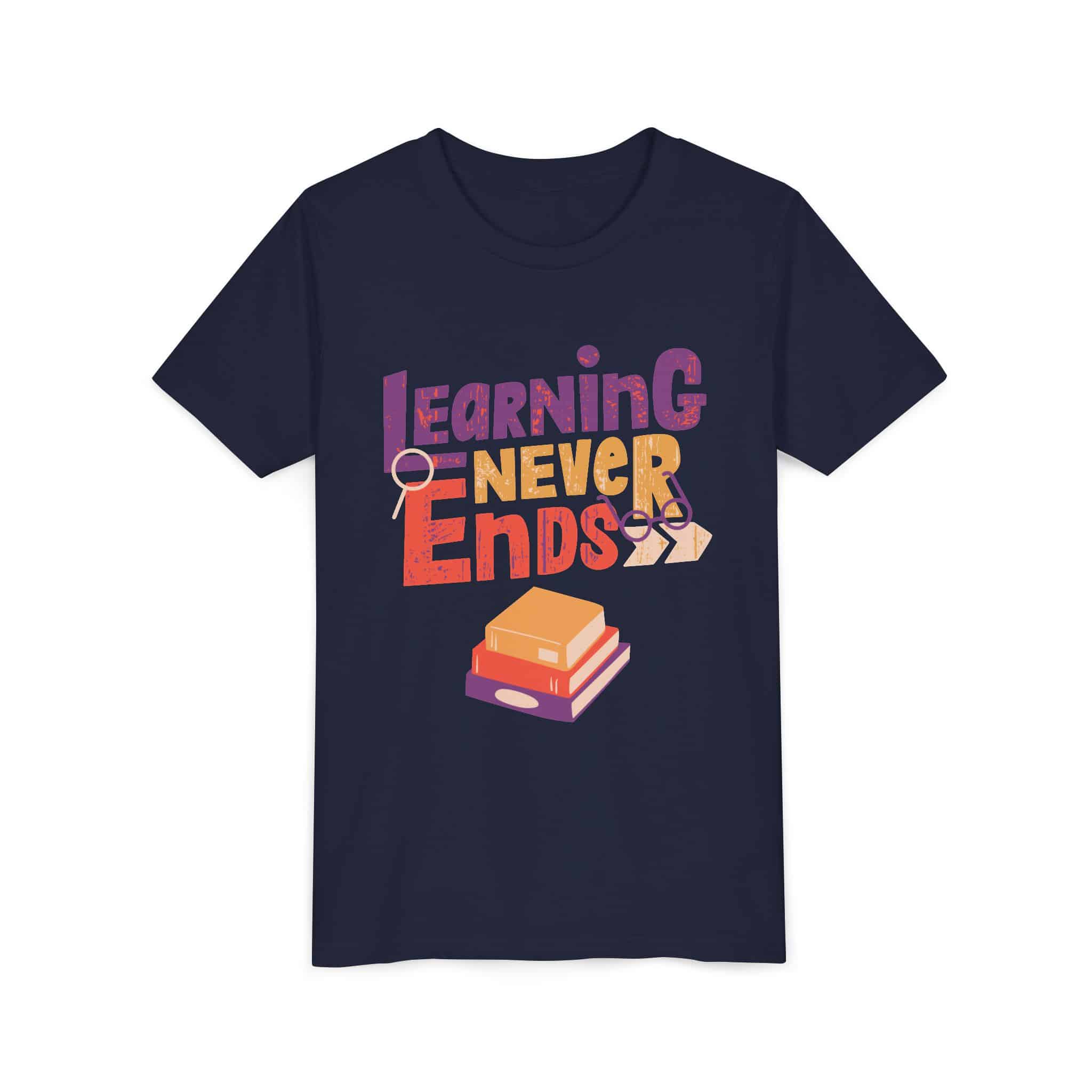 Learning Never Ends” Kids & Toddler T-Shirt | Growth Mindset Shirt for Students, and Young Readers - Image 8