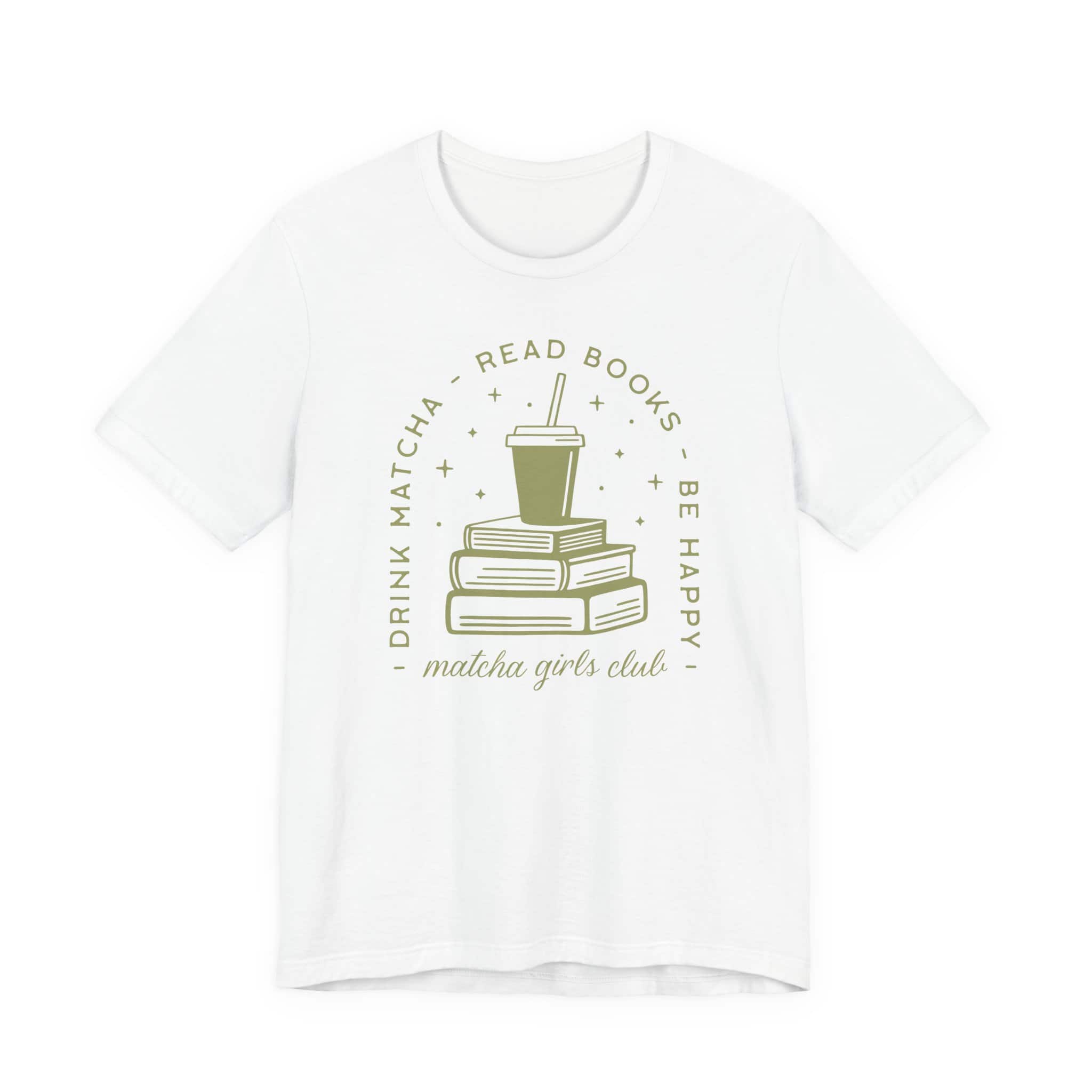 Drink Matcha, Read Books, Be Happy T-Shirt | Matcha Girls Club Book Lover Tee - Image 2