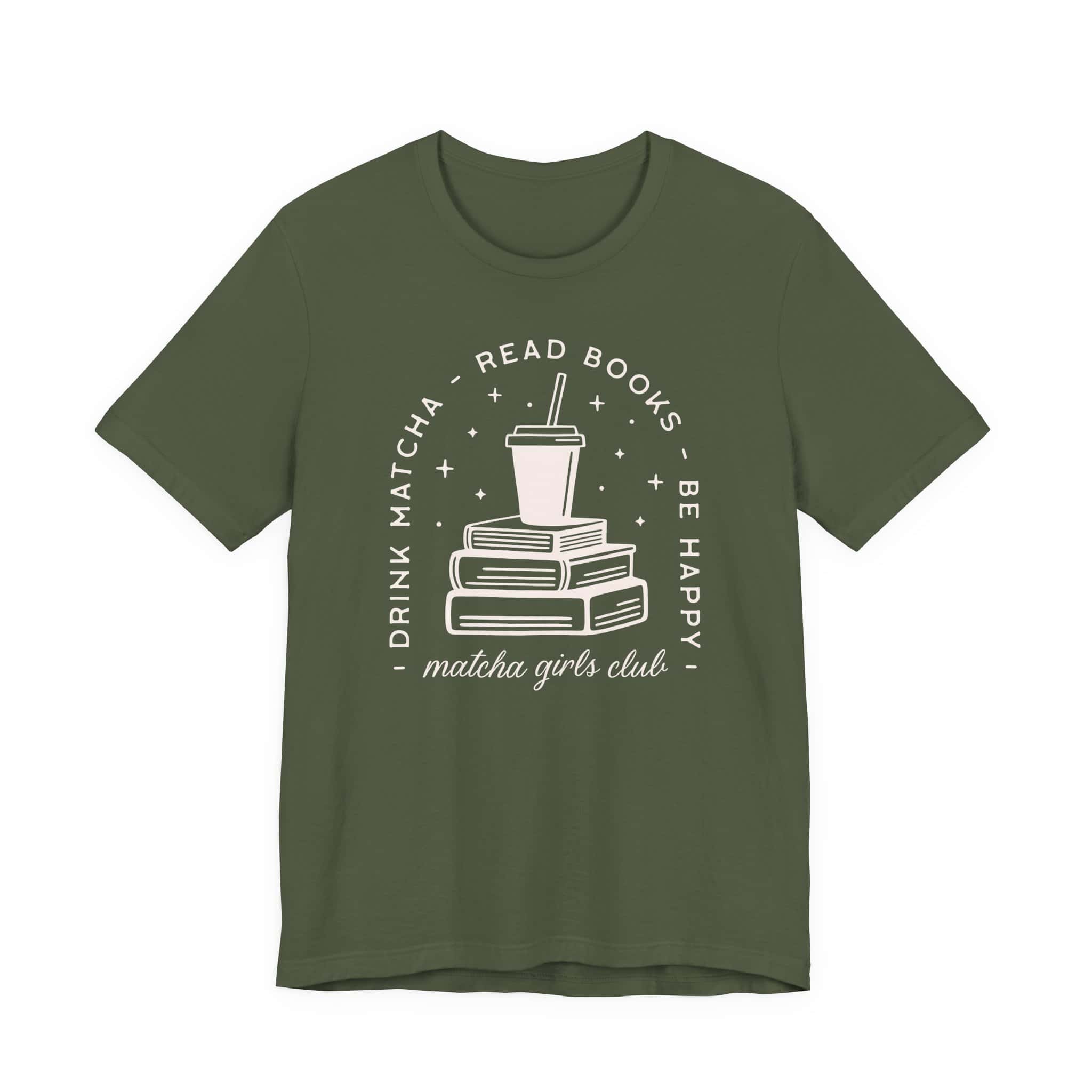 Drink Matcha, Read Books, Be Happy T-Shirt | Matcha Girls Club Book Lover Tee - Image 6