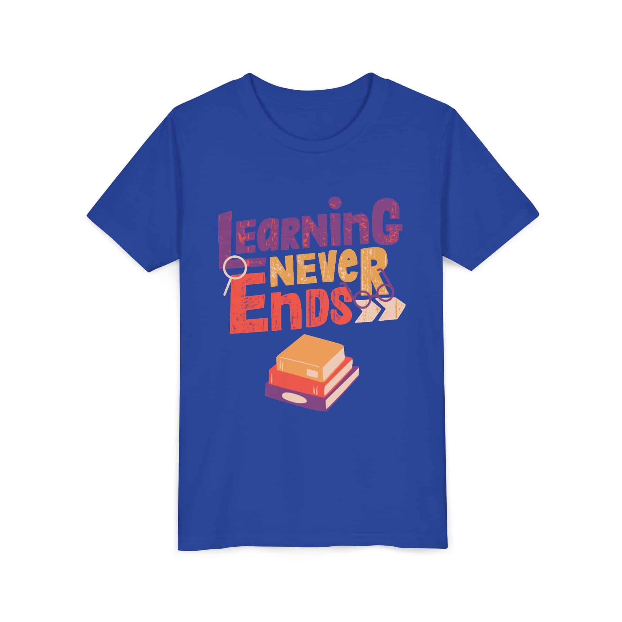 Learning Never Ends” Kids & Toddler T-Shirt | Growth Mindset Shirt for Students, and Young Readers - Image 7