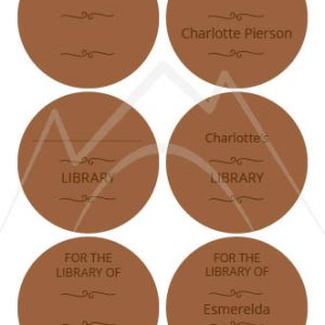 Printable brown minimalist library sticker – from the library of design