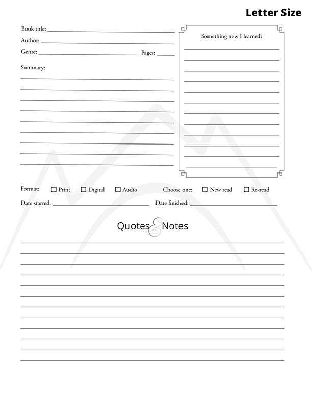 Printable Reading Journal | Multi-Size Book Tracker with Covers, Reviews, and Reading Goals - Image 8